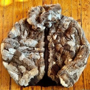 Vintage Orchard Street Fur Bomber Jacket Zip Coat